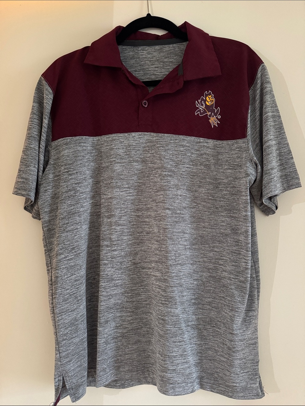 Arizona State Men's Maroon and Gray Short Sleeve Polo Shirt